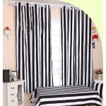 Cute Funky Black And White Striped Curtains Of Cotton Fabric black and white striped curtains