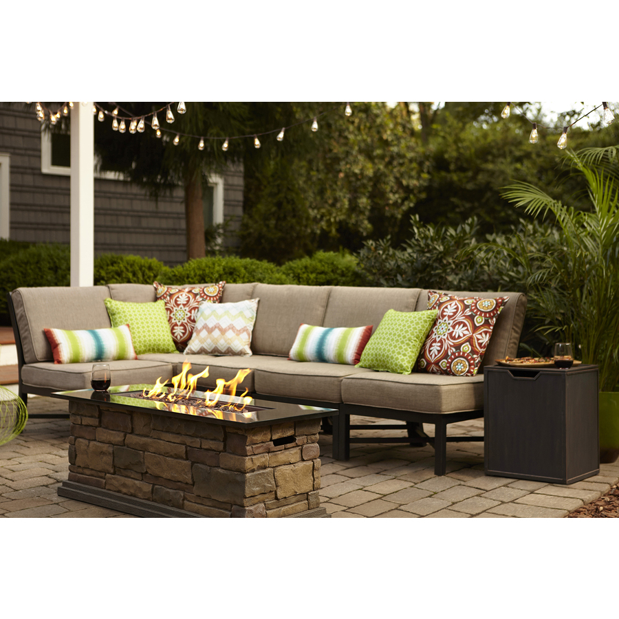 Cute Garden Treasures Palm City 5-Piece Black Steel Patio Conversation Set with outdoor patio furniture sets