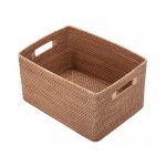 Cute Laguna Rectangular Rattan Storage Basket, Honey-Brown large wicker storage baskets