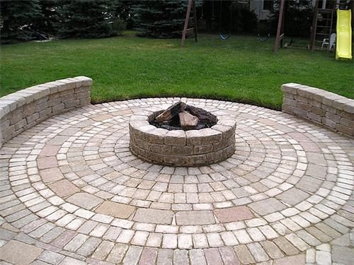 Cute patio fire pit for my backyard ~ another thing to add to the round brick patio designs