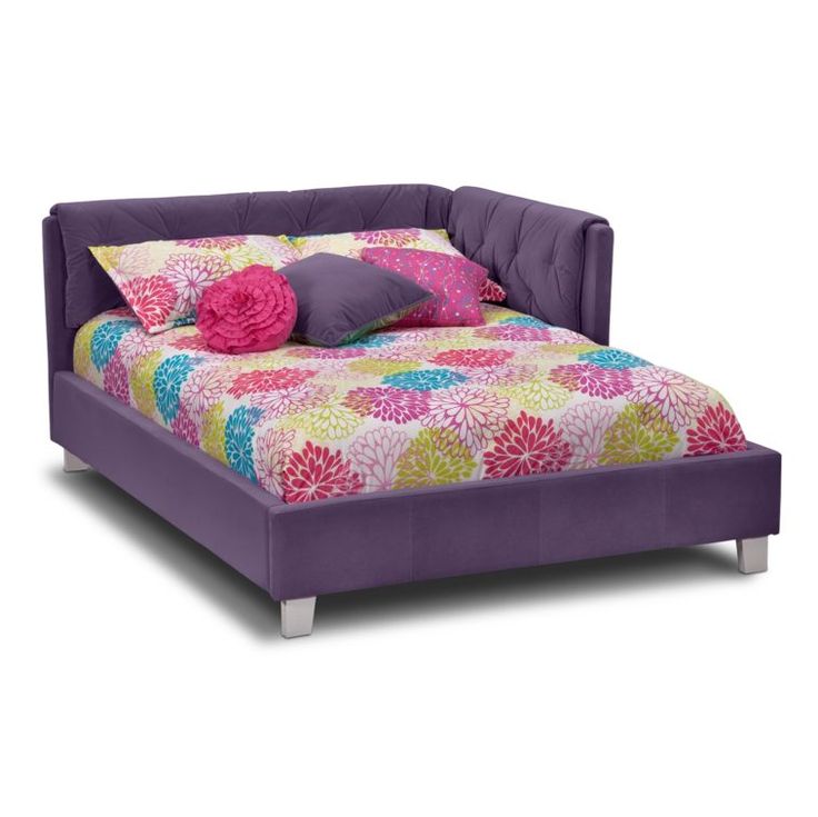 Cute Purple Upholstered Full Size Bed Frame With Tufted Headboard For Teen Girls full size bed for kids