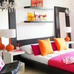 Cute Splashes of tangerine orange and hot pink in a black u0026 white bedroom black and white bedrooms with a splash of color