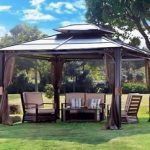 Elegant 10x12 Metal Garden Gazebo Patio Awning Permanent Canopy Deck Hot Tub Spa patio canopy gazebo
