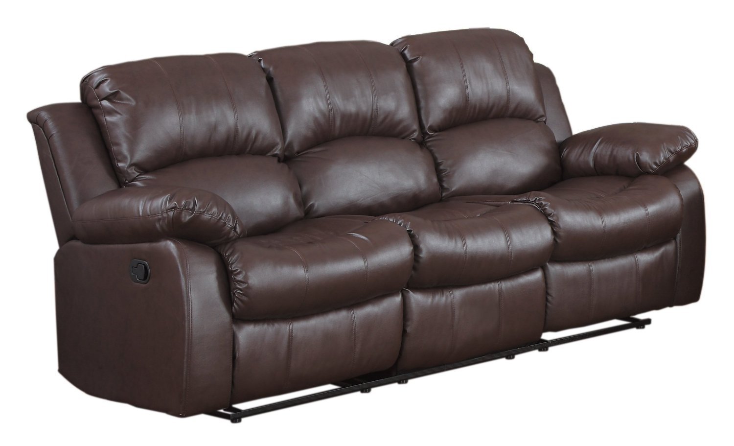 Elegant Amazon.com: Bonded Leather Double Recliner Sofa Living Room Reclining Couch  (Brown): Kitchen reclining leather sofa