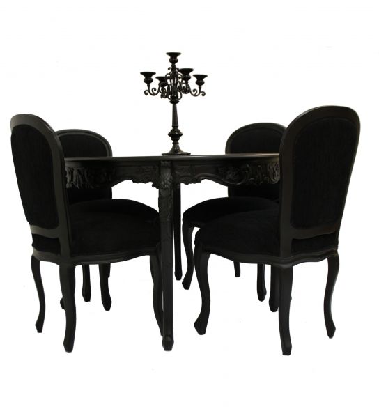 Elegant black goth chairs | ... Furniture Black Dining Room Table and 4 Chairs black dining room chairs