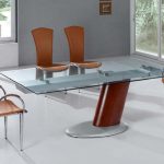 Elegant Comet Glass Contemporary Extendable Dining Table with Metal Base glass top extendable dining table