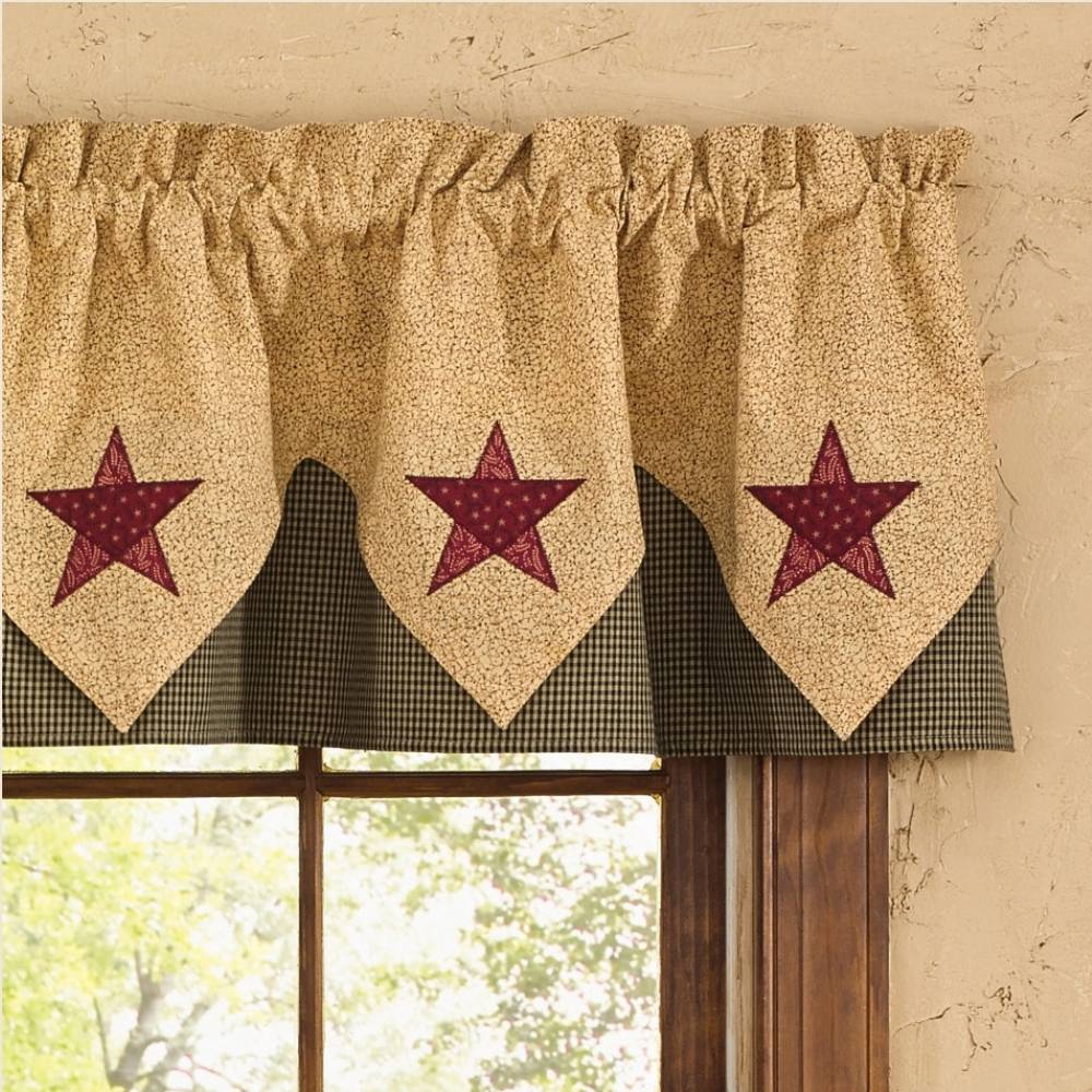 Elegant Country Star Lined Point Valance country valances