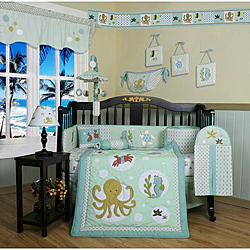 Elegant Geenny Sea Animals 13-piece Crib Bedding Set nursery bedding sets