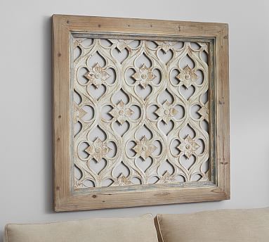 Elegant Hempstead Carved Wood Wall Art Panel #potterybarn carved wood wall art panels
