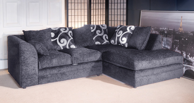 Elegant Jackson Chenille Grey Fabric Corner sofa grey chenille sofa