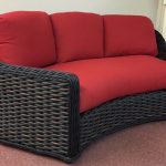 Elegant Lake George Outdoor Wicker Curved Sofa outdoor wicker furniture clearance