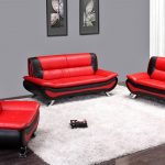 Elegant Malvina Red and Black Leather Sofa Set red sofa set