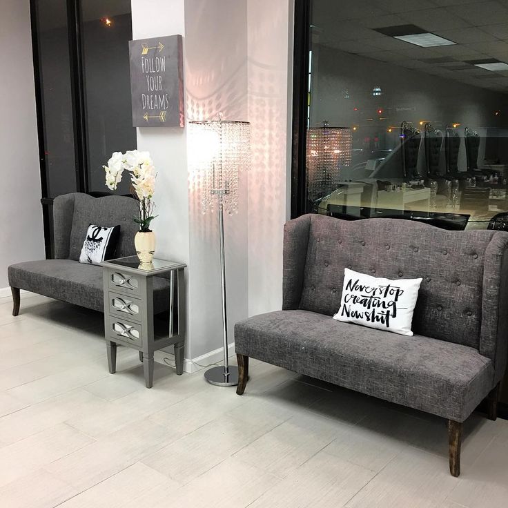 Elegant Our waiting area is complete Thank you @society6 for these amazing throw beauty salon waiting room furniture
