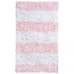 Elegant Pink Stripe Shag Rug pink nursery rug