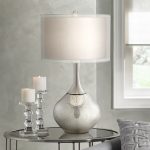 Elegant Possini Euro Design Swift Modern Mercury Glass Table Lamp silver nightstand lamps