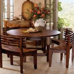 Elegant Round Dining Room Table Sets with Benches - http://quickhomedesign.com/ round dining room table sets