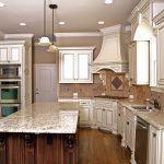 Elegant Rustic white kitchen cabinetry with granite island rustic white kitchen cabinets