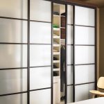 Elegant Shoji sliding doors for bedroom closet, with frosted glass closet sliding doors