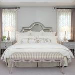 Elegant Side draw window treatments a good solution for a bed wall where space master bedroom window treatments