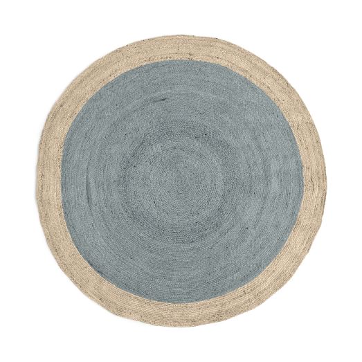 Elegant SPO Bordered Round Jute Rug, 6u0027 Round, Blue Sage round jute rug