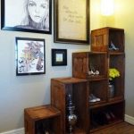 Elegant Thrifted crate shelving Use under staircase in living room? wall shelving units for living room