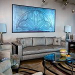 Elegant View in gallery Art deco living room with silver couch and blue art deco living room furniture