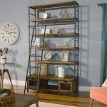 Elegant Wood and Metal Bookcase with Ladder | World Market metal and wood bookcase