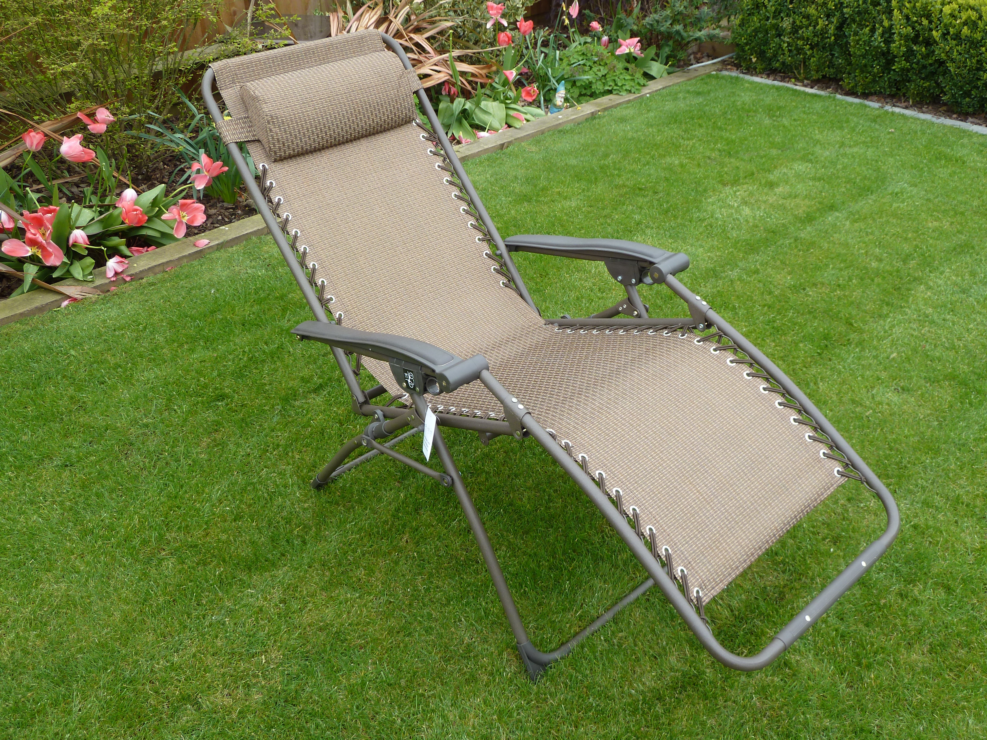 Trending ... SET OF 2 Brown Multi Position Garden Recliner Relaxer Chair Sun Lounger garden lounger chairs