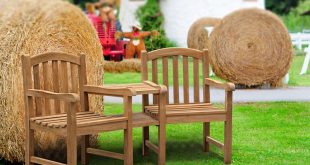 New Clivedon Teak Garden Companion Seat - Wooden Garden Love Seat garden love seat