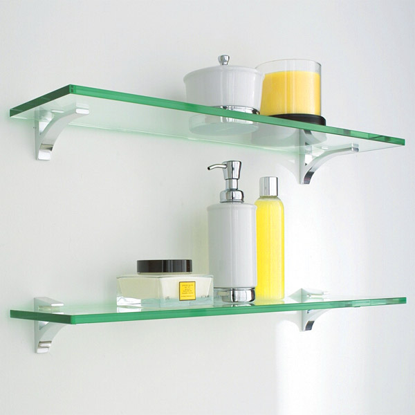 Contemporary Glass Shelf Clip Kits ... glass shelving for bathroom