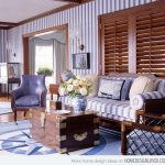 Ideas of blue striped home country style living room ideas