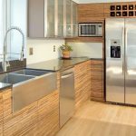 Ideas of Contemporary Kitchen With Bamboo Cabinets and Stainless Steel Countertops modern kitchen cabinet design