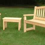 Ideas of Cypress bench, chair, and table on lawn wooden garden furniture