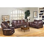 Ideas of Kingston Top-Grain Leather Sofa, Loveseat and Recliner Living Room Set leather reclining sofa set