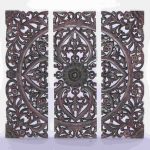 Images of 36x36 Large Dark Carved Wood Wall Art Panel Moroccan African Jungle Style carved wood wall art panels