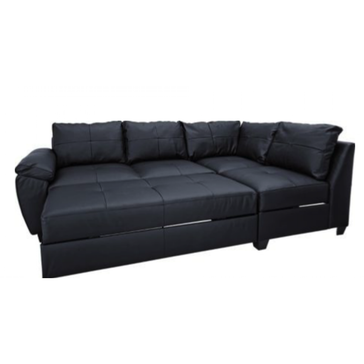 Images of Fernando Leather Right Hand Sofa Bed Corner Group - Black. black leather corner sofa bed
