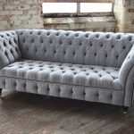 Images of MODERN HANDMADE SILVER VELVET FABRIC CHESTERFIELD SOFA COUCH CHAIR BLACK  DETAILS fabric chesterfield sofa