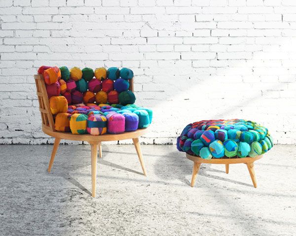 Images of Next life: Nepalese trashed silk into funky furniture-- wow..kinda neat funky furniture