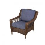 Images of Spring Haven Brown All-Weather Wicker Patio Lounge Chair with Sky Blue patio lounge chairs