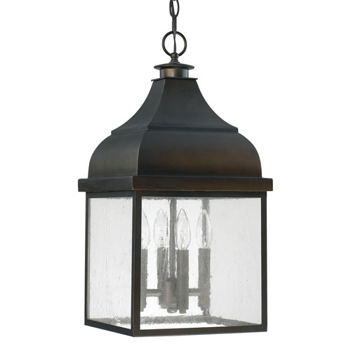 Images of Westridge Old Bronze Four-Light Outdoor Hanging Lantern with Antique Glass hanging outdoor light fixtures