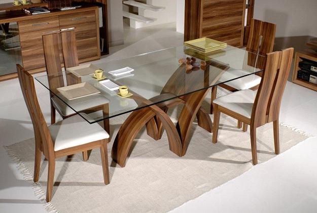 Amazing Glass top dining table with wooden base latest dining table designs with glass top