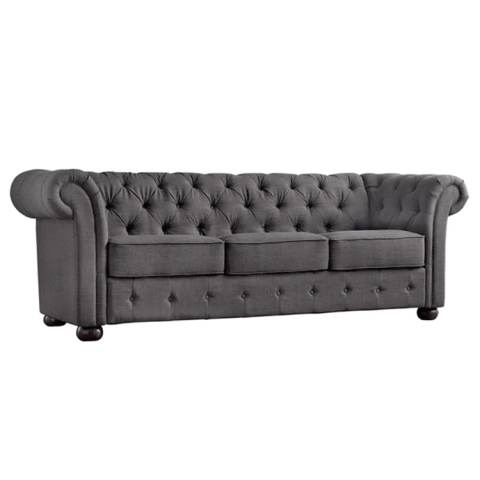 Luxury Tribecca Home Chesterfield Tufted Scroll Arm Sofa linen chesterfield sofa