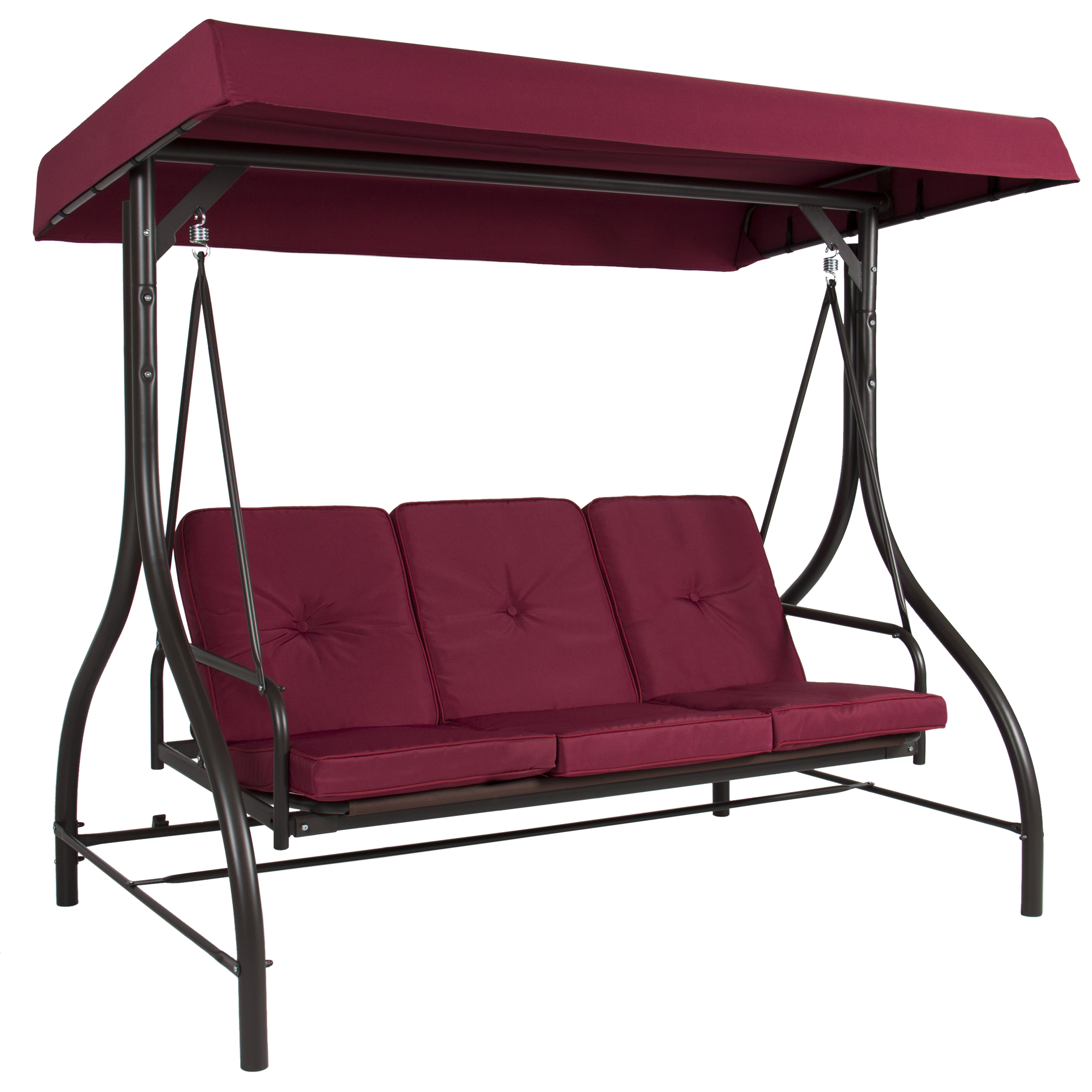 Luxury Converting Outdoor Swing Canopy Hammock Seats 3 Patio Deck Furniture  Burgundy patio swing canopy