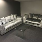 Luxury Dylan/Chicago 2 Seater Sofa Crushed Velvet/Shimmer/Glitz Silver-Cheapest On crushed velvet sofa