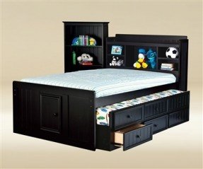 Luxury Good Trading Black full size captains trundle bed Kids Bedroom full size bed for kids