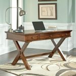 Luxury Small Solid Wood Home Office Desk With Drawers And Decorative Rug wood desks for home office