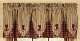 Master Black and Khaki Check Scalloped Valance Measures 72 country valances