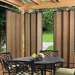 Master image of Easy Glide Indoor/Outdoor Bamboo Ring Top Window Curtain Panel in outdoor patio curtains