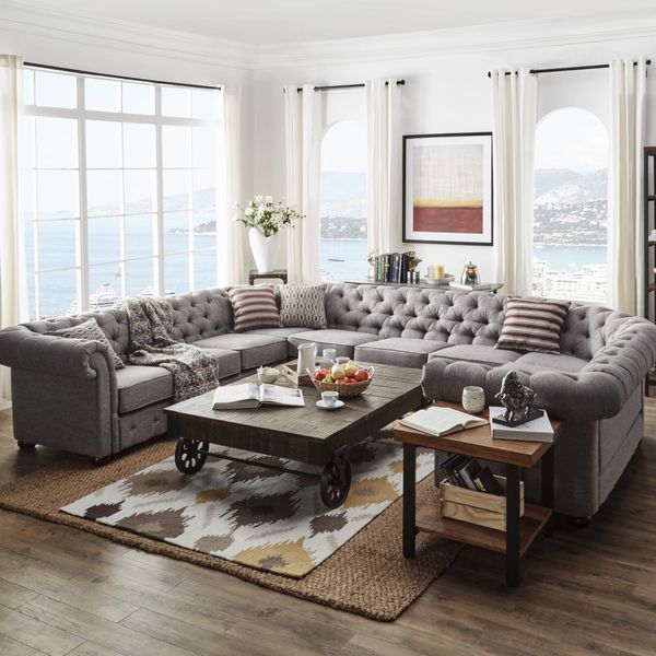 Master Knightsbridge Tufted Scroll Arm Chesterfield 10-seat U-shaped Sectional by  SIGNAL HILLS u shaped sectional sofa