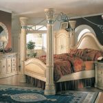 Master Margaret King Poster Canopy Bed 5 Piece Bedroom Set Antique White w/ king size canopy bedroom sets